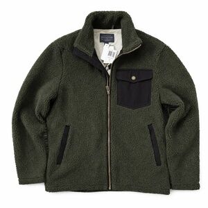 Pendleton Sherpa Fleece Jacket Olive Green Western Lined Full Zip Mens Medium